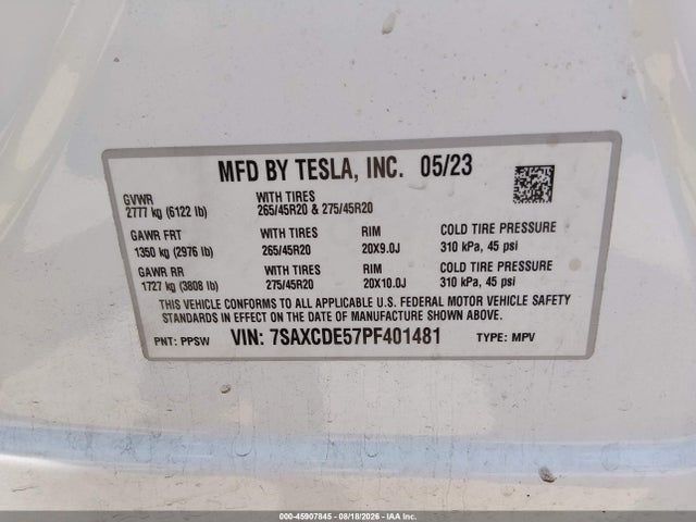 Tesla Model X Dual Motor All-wheel Drive/standard Range 2023 7SAXCDE57PF401481 Image 9