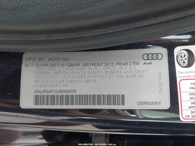Продажа на аукционе авто 2018 Audi A6 2.0t Premium/2.0t Sport, vin: WAUF8AFC9JN008495, номер лота: 45907858