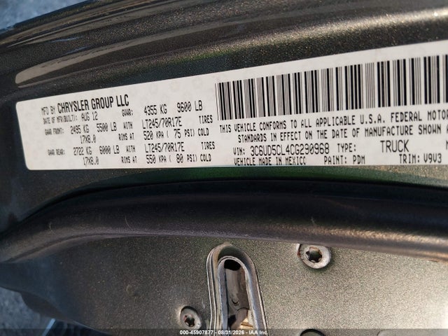 2012 Ram 2500 St მანქანა იყიდება აუქციონზე, vin: 3C6UD5CL4CG290968, აუქციონის ნომერი: 45907877