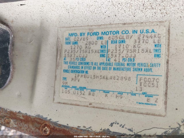 Продаж на аукціоні авто 1989 Ford Bronco U100, vin: 1FMEU15H5KLA82898, номер лоту: 45907980
