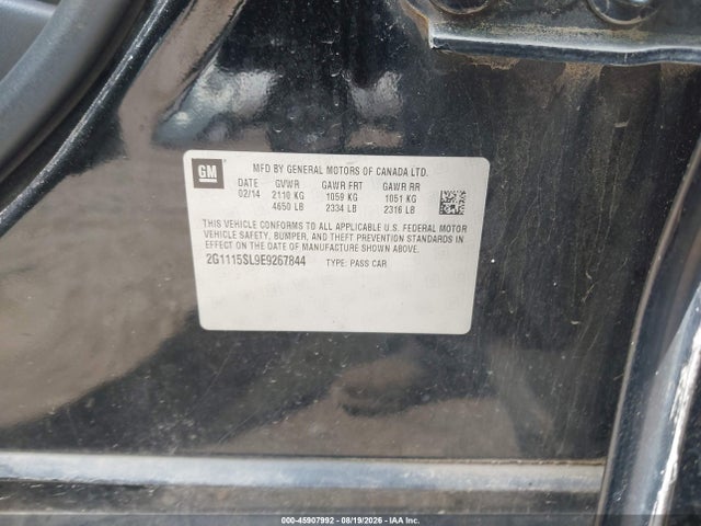 45907992 :رقم المزاد ، 2G1115SL9E9267844 vin ، 2014 Chevrolet Impala 1lt مزاد بيع