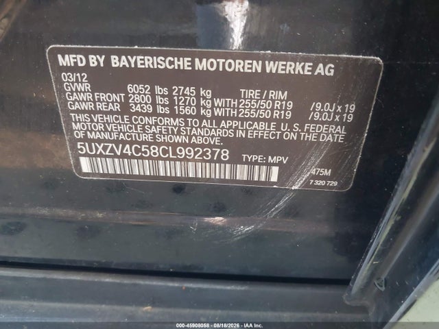 Aukcja sprzedaży 2012 Bmw X5 Xdrive35i/xdrive35i Premium/xdrive35i Sport Activity, vin: 5UXZV4C58CL992378, numer aukcji: 45908058