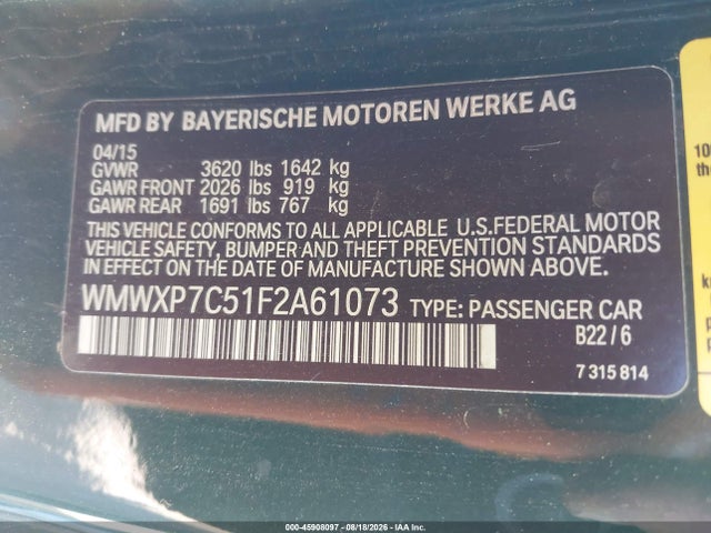 Mini Hardtop Cooper S 2015 WMWXP7C51F2A61073 Image 9