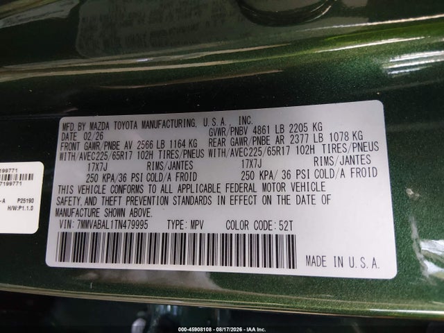 45908108 :رقم المزاد ، 7MMVABAL1TN479995 vin ، 2026 Mazda Cx-50 2.5 S Select مزاد بيع