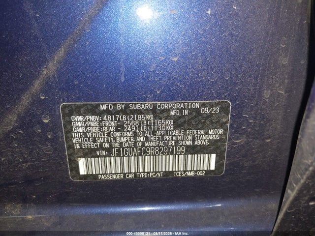 2024 Subaru Impreza Sport 5-door მანქანა იყიდება აუქციონზე, vin: JF1GUAFC9R8297199, აუქციონის ნომერი: 45908131