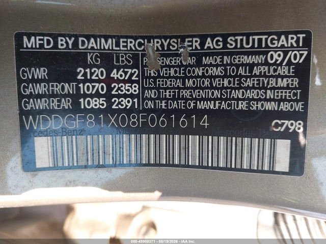 Продажа на аукционе авто 2008 Mercedes-benz C 300 Luxury 4matic, vin: WDDGF81X08F061614, номер лота: 45908371