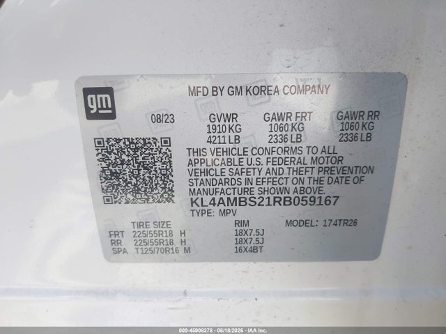 2024 Buick Encore Gx Preferred Fwd მანქანა იყიდება აუქციონზე, vin: KL4AMBS21RB059167, აუქციონის ნომერი: 45908378