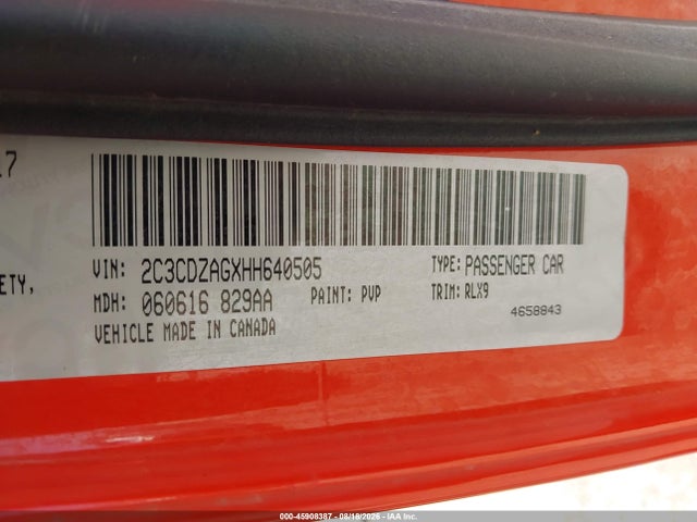45908387 :رقم المزاد ، 2C3CDZAGXHH640505 vin ، 2017 Dodge Challenger Sxt Plus مزاد بيع