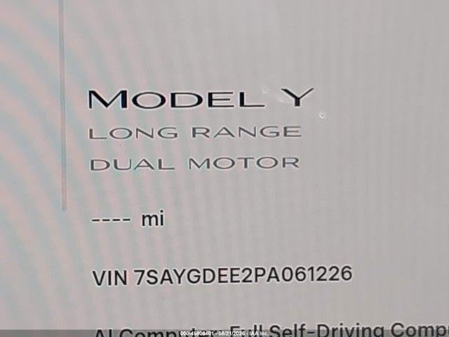 7SAYGDEE2PA061226 Tesla Model Y Awd/long Range Dual Motor All-wheel Drive