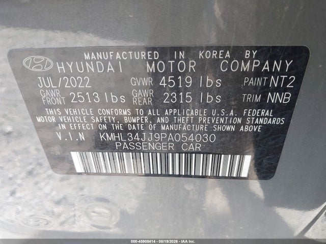 Aukcja sprzedaży 2023 Hyundai Sonata Hybrid Sel, vin: KMHL34JJ9PA054030, numer aukcji: 45908414