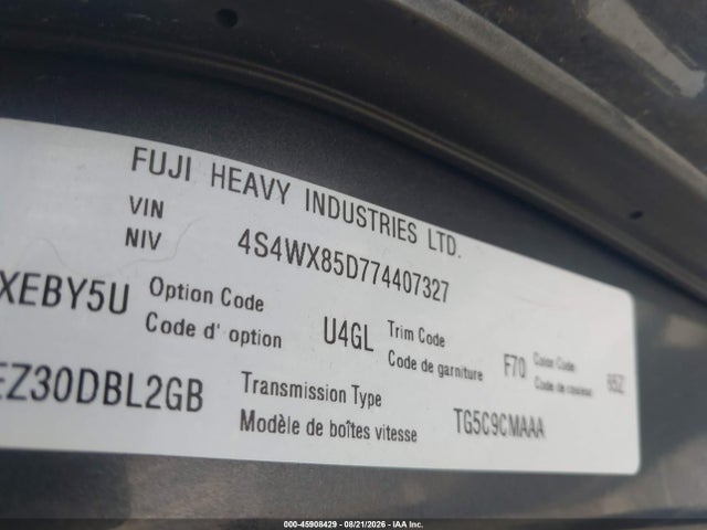 45908429 :رقم المزاد ، 4S4WX85D774407327 vin ، 2007 Subaru B9 Tribeca Limited 7-passenger مزاد بيع