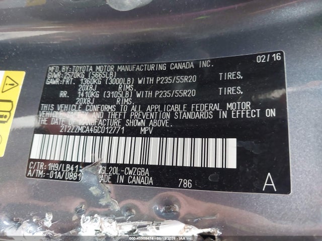 Продажа на аукционе авто 2016 Lexus Rx 350, vin: 2T2ZZMCA4GC012771, номер лота: 45908474
