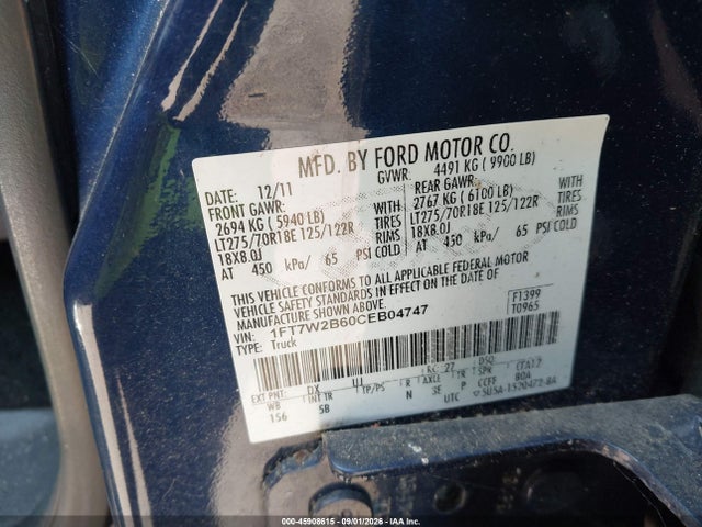 Продажа на аукционе авто 2012 Ford F-250 Lariat, vin: 1FT7W2B60CEB04747, номер лота: 45908615