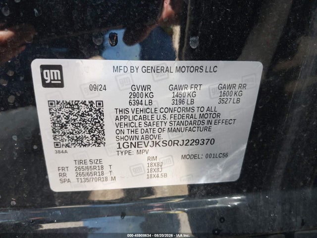 2024 Chevrolet Traverse Awd Z71 მანქანა იყიდება აუქციონზე, vin: 1GNEVJKS0RJ229370, აუქციონის ნომერი: 45908634