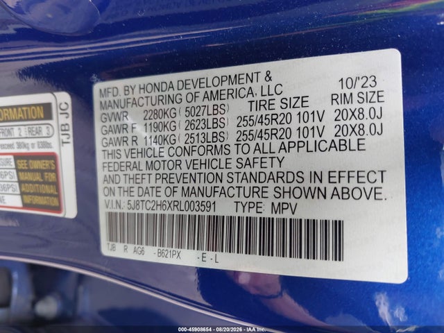 Продажа на аукционе авто 2024 Acura Rdx A-spec Package, vin: 5J8TC2H6XRL003591, номер лота: 45908654