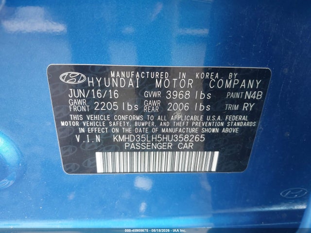 Продаж на аукціоні авто 2017 Hyundai Elantra Gt, vin: KMHD35LH5HU358265, номер лоту: 45908675