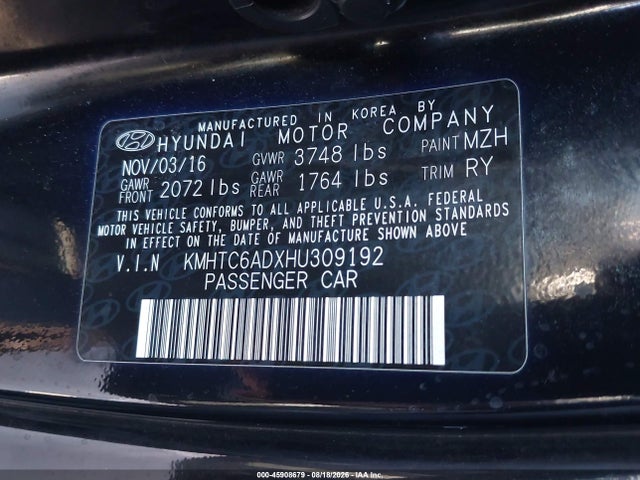 Aukcja sprzedaży 2017 Hyundai Veloster, vin: KMHTC6ADXHU309192, numer aukcji: 45908679