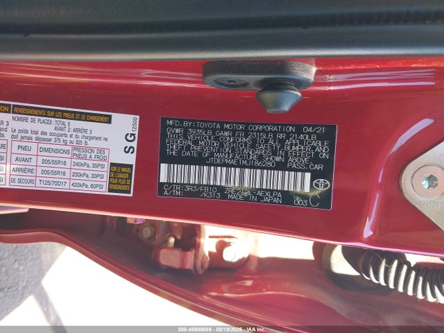 Aukcja sprzedaży 2021 Toyota Corolla Le, vin: JTDEPMAE1MJ186280, numer aukcji: 45908686