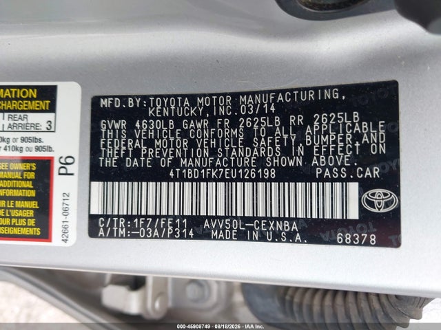 Продажа на аукционе авто 2014 Toyota Camry Hybrid Le, vin: 4T1BD1FK7EU126198, номер лота: 45908749
