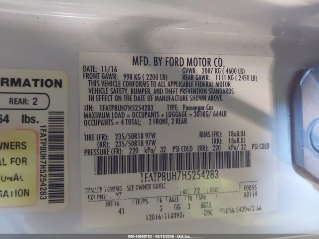 Ford Mustang Ecoboost Premium 2017 1FATP8UH7H5254283 Image 9