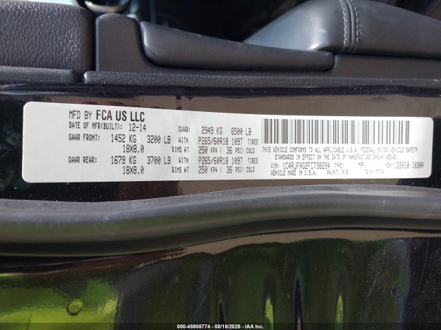 45908774 :رقم المزاد ، 1C4RJFAG2FC738294 vin ، 2015 Jeep Grand Cherokee Laredo مزاد بيع