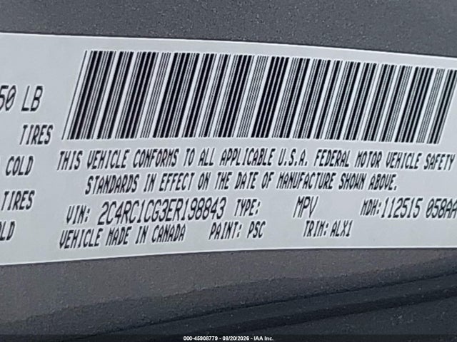 45908779 :رقم المزاد ، 2C4RC1CG3ER198843 vin ، 2014 Chrysler Town & Country Touring-l مزاد بيع