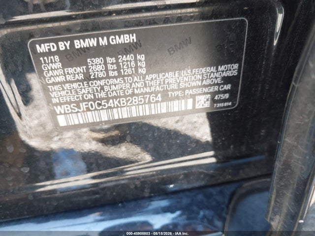 Aukcja sprzedaży 2019 Bmw M5 Competition, vin: WBSJF0C54KB285764, numer aukcji: 45908803