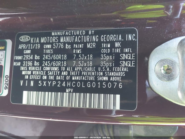 Aukcja sprzedaży 2020 Kia Telluride Lx, vin: 5XYP24HC0LG015076, numer aukcji: 45908811