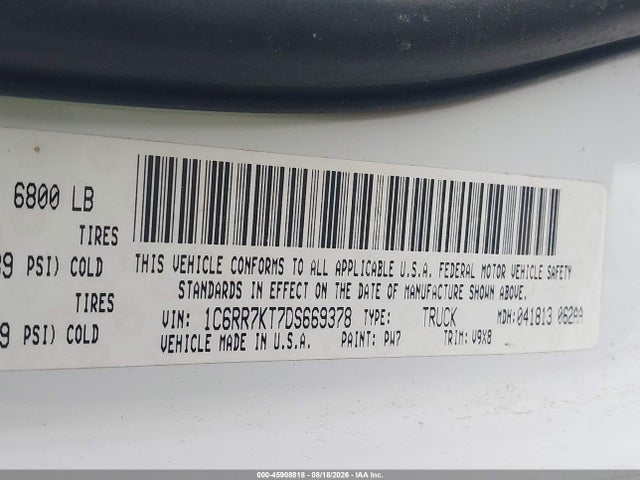 Продажа на аукционе авто 2013 Ram 1500 Express, vin: 1C6RR7KT7DS669378, номер лота: 45908818