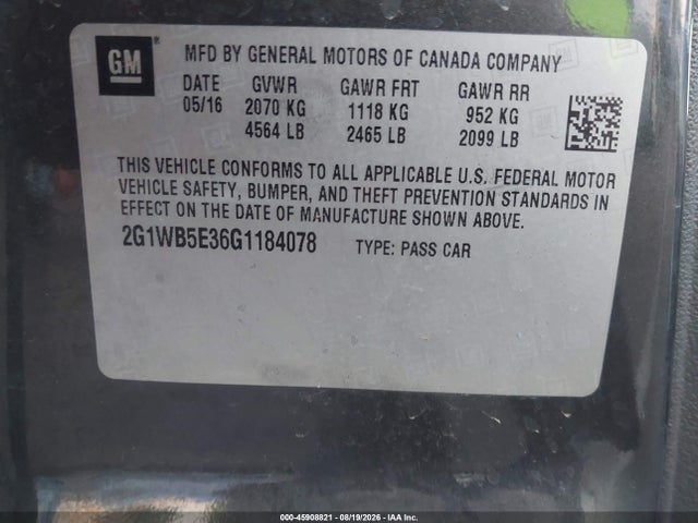 2G1WB5E36G1184078 Chevrolet Impala Limited Lt