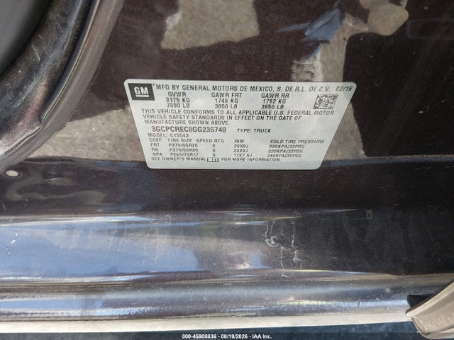 Chevrolet Silverado 1500 Lt 2016 3GCPCREC8GG235748 Image 9