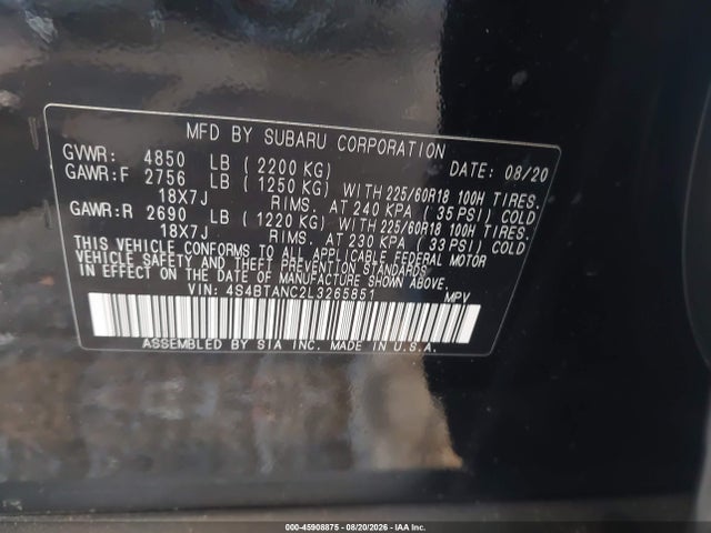 4S4BTANC2L3265851 Subaru Outback Limited