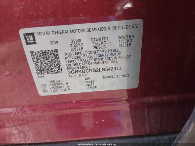 Продаж на аукціоні авто 2020 Chevrolet Blazer Fwd 2lt, vin: 3GNKBCRS2LS542911, номер лоту: 45908946