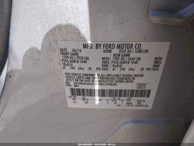Продажа на аукционе авто 2013 Ford Edge Se, vin: 2FMDK4GCXDBC30826, номер лота: 45908953