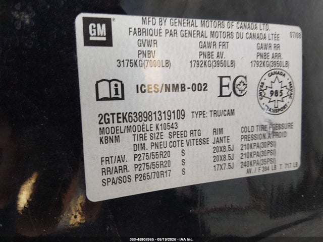 2007 Gmc Yukon Slt მანქანა იყიდება აუქციონზე, vin: 1GKFC130X7R359675, აუქციონის ნომერი: 45908965