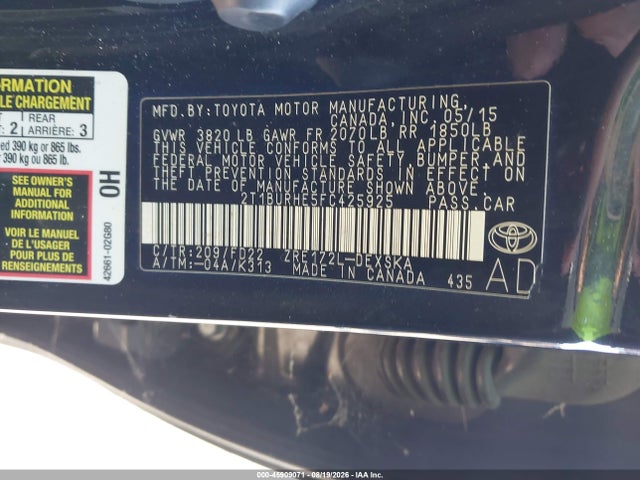 Toyota Corolla S Plus 2015 2T1BURHE5FC425925 Image 9
