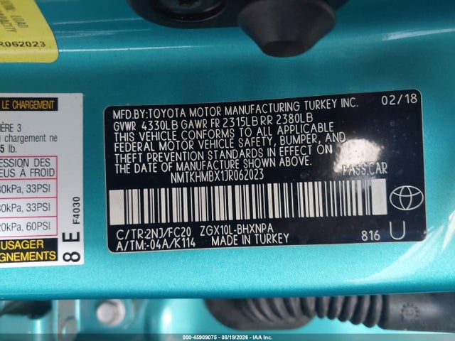 Продажа на аукционе авто 2018 Toyota C-hr Xle, vin: NMTKHMBX1JR062023, номер лота: 45909075