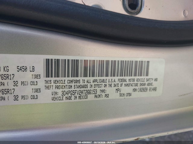 45909087 :رقم المزاد ، 3D4PG5FV2AT266153 vin ، 2010 Dodge Journey Sxt مزاد بيع