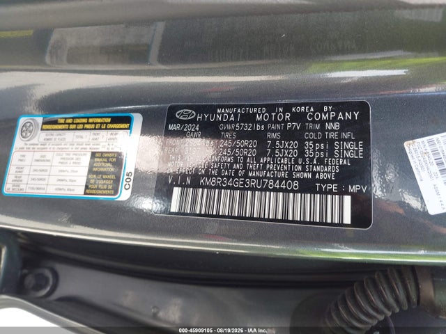 Продажа на аукционе авто 2024 Hyundai Palisade Xrt, vin: KM8R34GE3RU784408, номер лота: 45909105