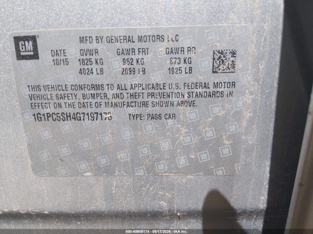 1G1PC5SH4G7197173 Chevrolet Cruze Limited Ls Auto