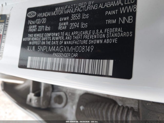 Aukcja sprzedaży 2021 Hyundai Elantra Sel, vin: 5NPLM4AGXMH008149, numer aukcji: 45909196