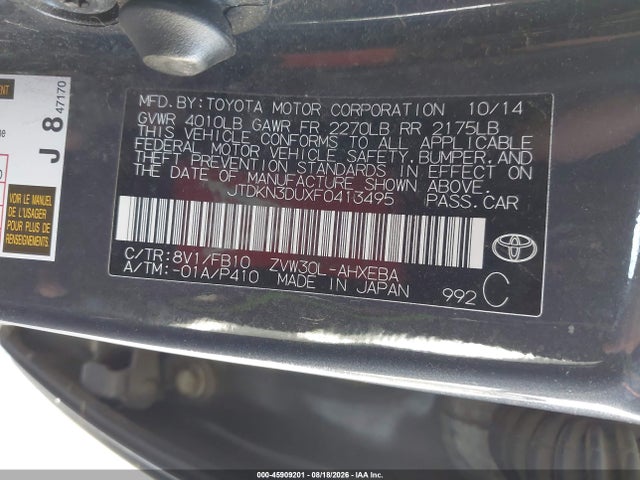 Toyota Prius Two 2015 JTDKN3DUXF0413495 Image 9
