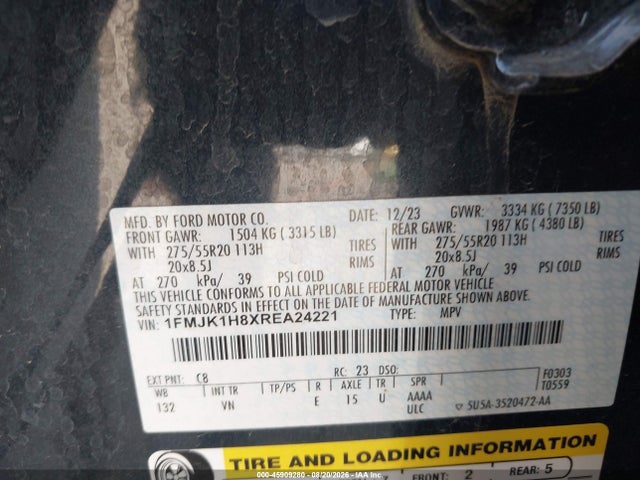 Продаж на аукціоні авто 2024 Ford Expedition Xlt Max, vin: 1FMJK1H8XREA24221, номер лоту: 45909280