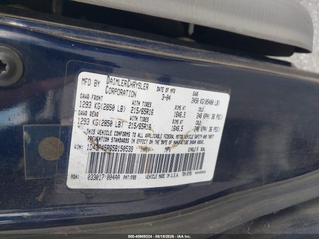 Продаж на аукціоні авто 2005 Dodge Caravan Sxt, vin: 1D4GP45R65B150539, номер лоту: 45909324