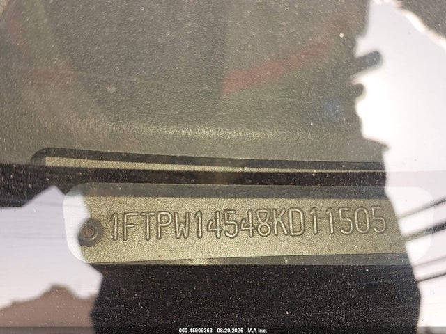 45909363 :رقم المزاد ، 1FTPW14548KD11505 vin ، 2008 Ford F-150 60th Anniversary/fx4/king Ranch/lariat/limited/xlt مزاد بيع