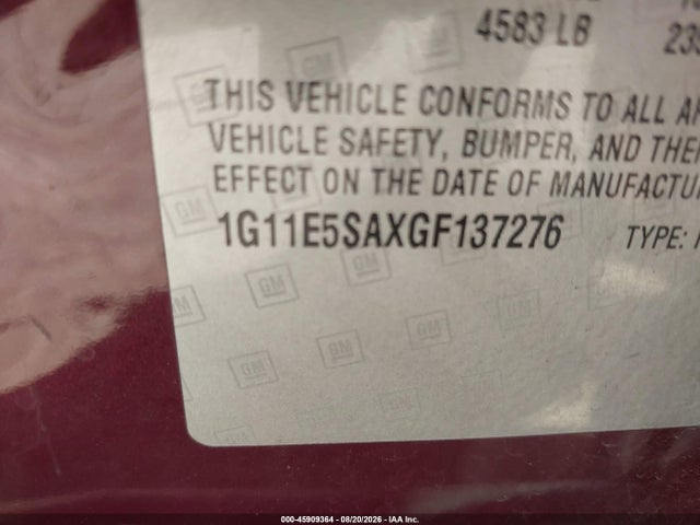 1G11E5SAXGF137276 Chevrolet Malibu Limited Ltz