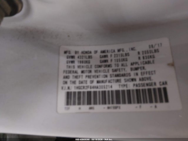 Honda Accord Ex-l 2017 1HGCR2F84HA305214 Image 9