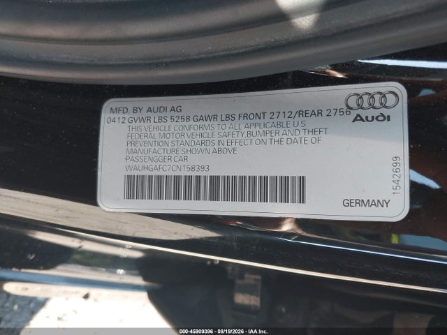 2012 Audi A6 3.0t Prestige მანქანა იყიდება აუქციონზე, vin: WAUHGAFC7CN158393, აუქციონის ნომერი: 45909396