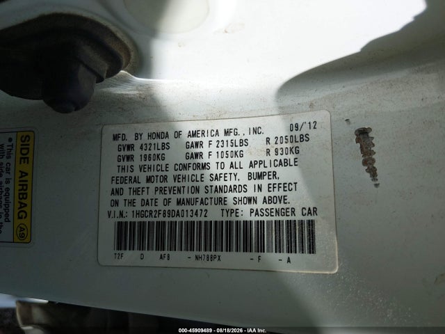 Продаж на аукціоні авто 2013 Honda Accord Ex-l, vin: 1HGCR2F89DA013472, номер лоту: 45909489