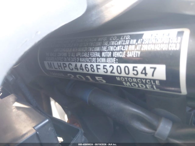 2015 Honda Cbr500 R მანქანა იყიდება აუქციონზე, vin: MLHPC4468F5200547, აუქციონის ნომერი: 45909524